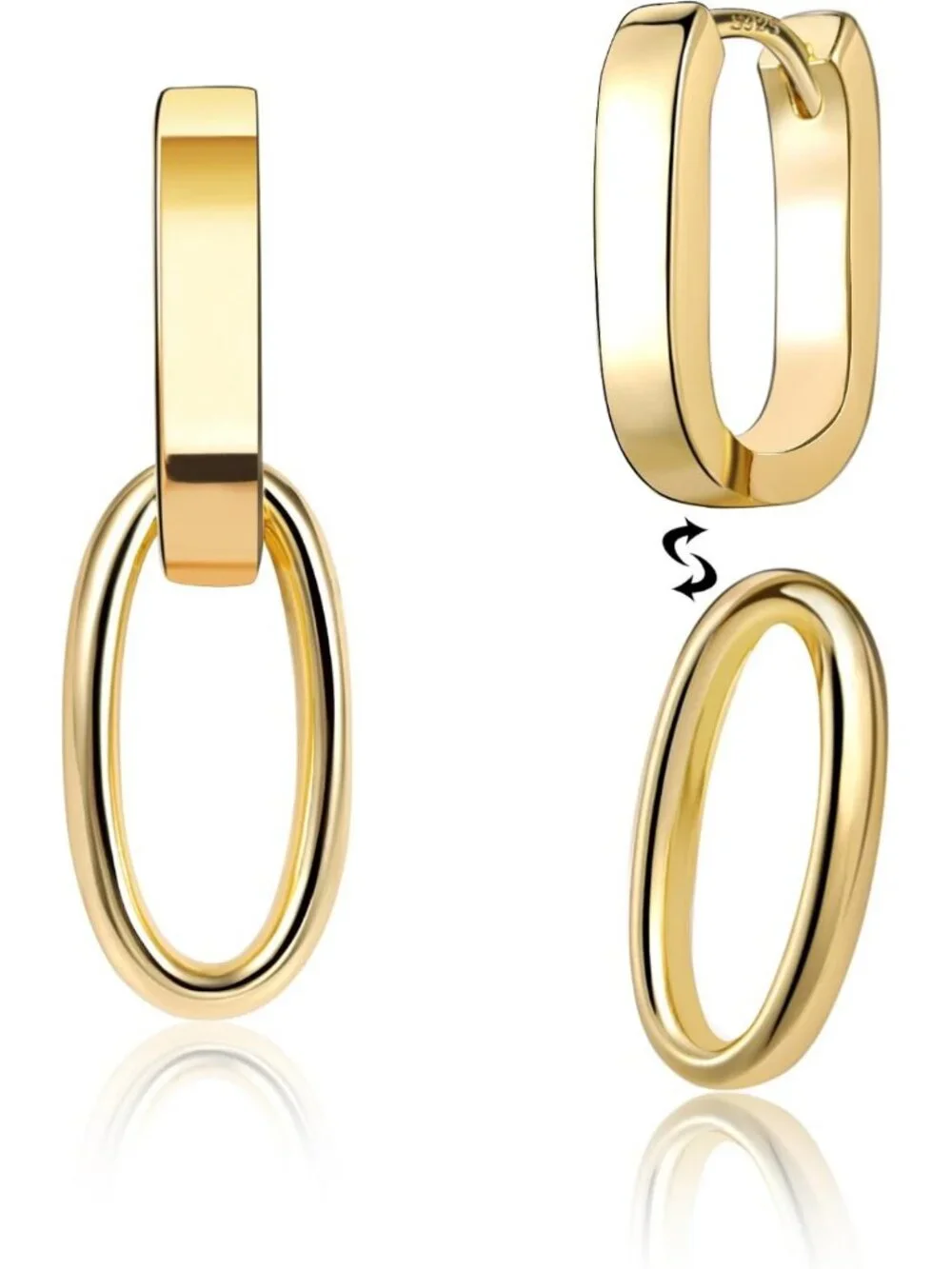 Chic Silver Double Hoop Dangle Earrings for Women | Trendy Paperclip Link Design